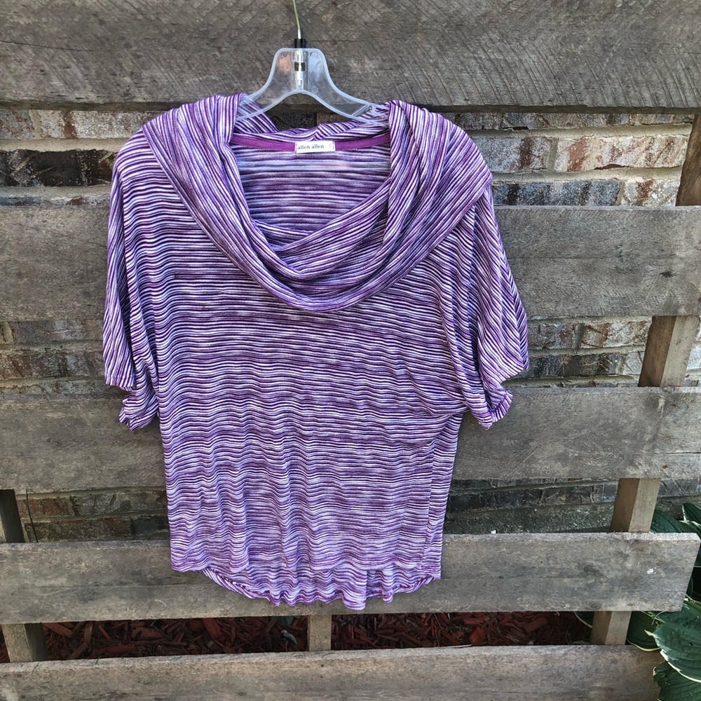 Purple modest tunic Blouse Relaxed Fit purple toned